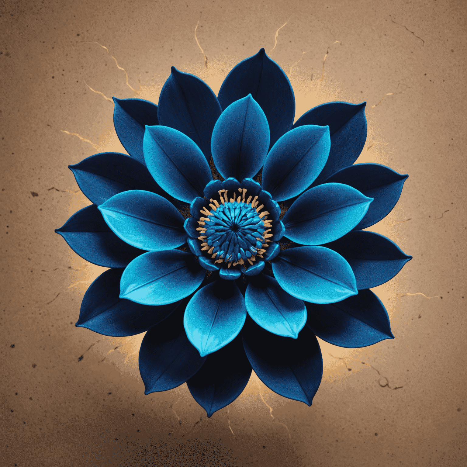 Bloomeix logo - A futuristic flower with neon blue petals
