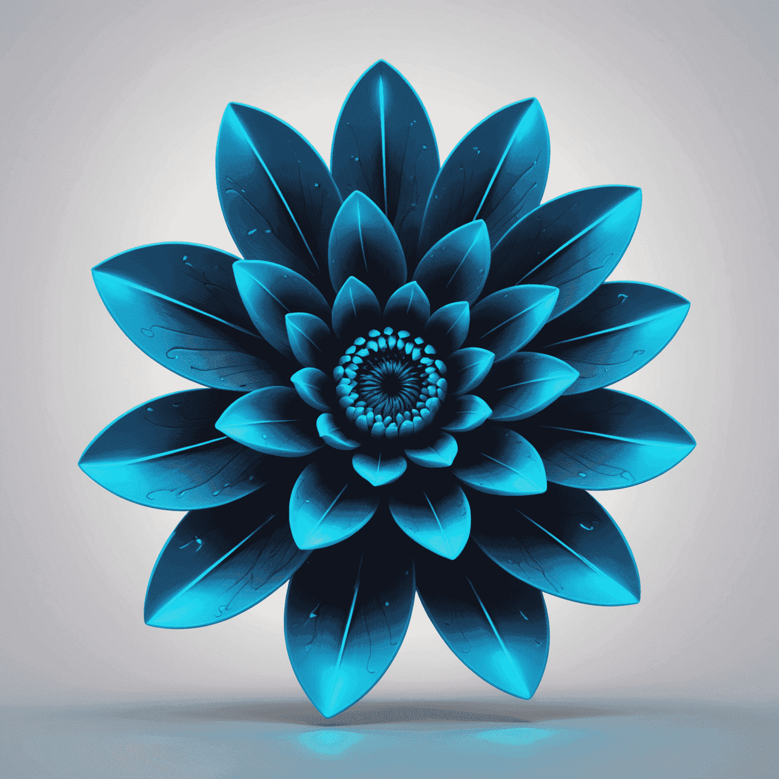 Bloomeix logo - A futuristic flower with neon blue petals