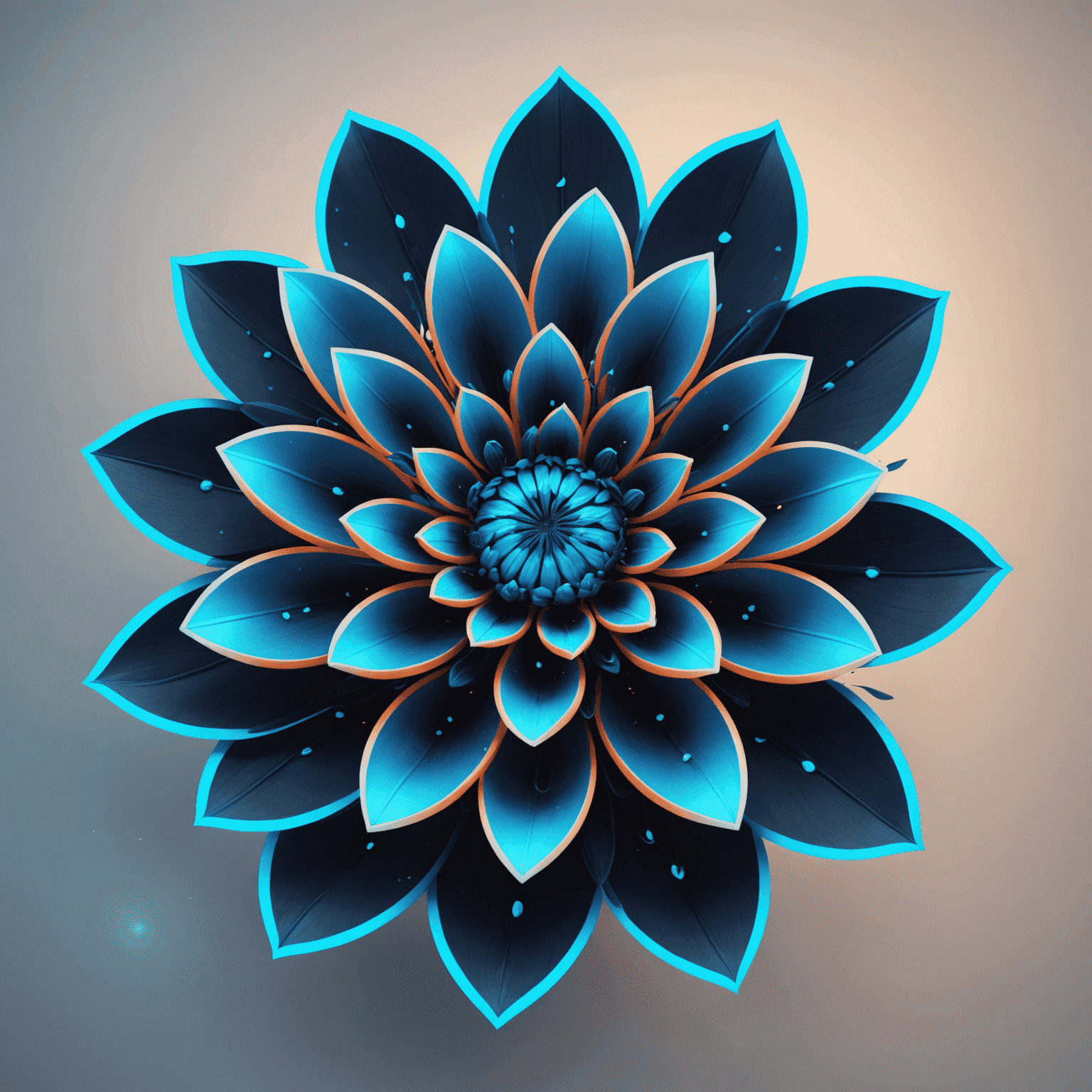 Bloomeix logo - A futuristic flower with neon blue petals