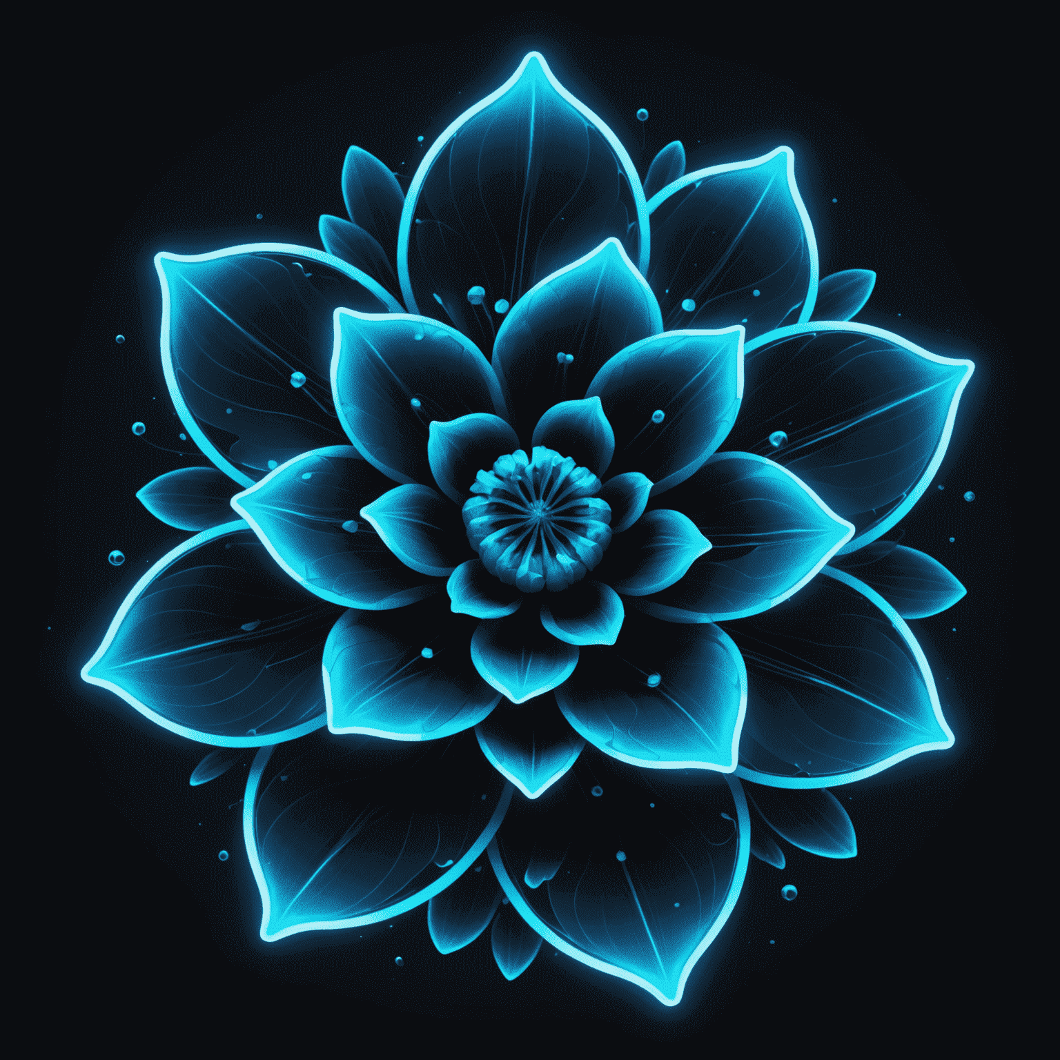 Bloomeix logo - A futuristic flower with neon blue petals