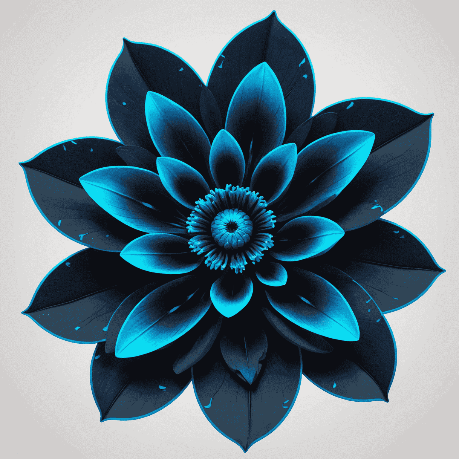 Bloomeix logo - A futuristic flower with neon blue petals
